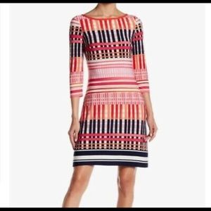 ELIZA J Multicolor Geometric Print Dress